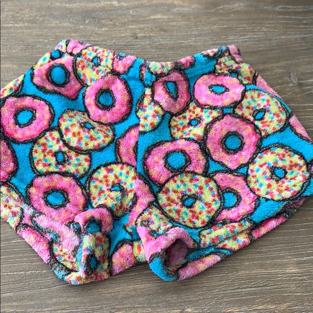 Fuzzy PJ shorts with donuts